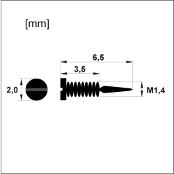 Śrubki, wkręty łamane M 1.4 dł. całkowita 6,50mm gł. 2,00mm - czarne