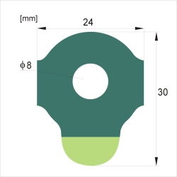 Pojedynczy plaster Green Five 24 mm z wyraźnie zaznaczonymi wymiarami