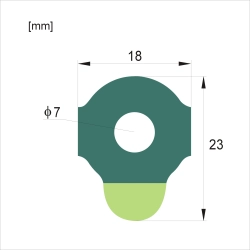 Pojedynczy plaster Green Five 18 mm z wyraźnie zaznaczonymi wymiarami