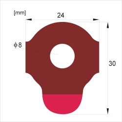 Schemat przedstawiający wymiary przylepca Red Five 24 mm