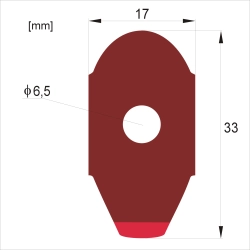 Plaster Red Five owalny 33 x 17 mm z zaznaczonymi wymiarami