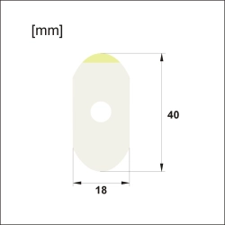 Pojedyncza folia ochronna owalna mała 40 x 18 mm z widocznymi wymiarami