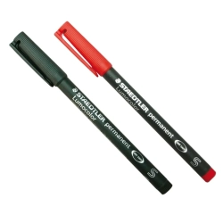 Staedtler Lumocolor S, marker permanentny do szkła i gładkich powierzchni, dwa kolory: czarny i czerwony