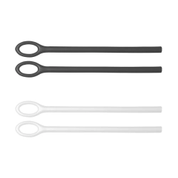 dwie pary ozdobnych końcówek do zauszników KNO15 z tworzywa, w kolorze czarnym i transparentnym, z podłużnym trzonem i o