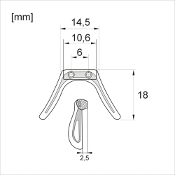 Mostek silikonowy pełny MSR‑3 z metalową wkładką w kolorze srebrnym na białym tle, ujęcie frontowe pokazujące kompaktowy