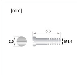 Śrubka M1,4 × 5,6 mm, główka 2,0 mm, srebrna