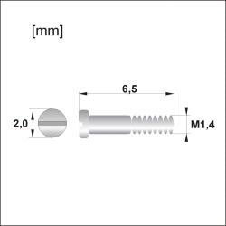 Śrubka M1,4 × 6,5 mm, główka 2,0 mm, srebrna