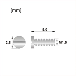 Śrubka M1,5 × 5,0 mm, główka 2,5 mm, srebrna