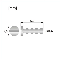 Śrubka M1,5 × 6,0 mm, główka 2,5 mm, srebrna