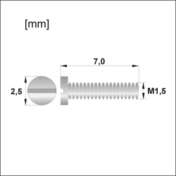 Śrubka M1,5 × 7,0 mm, główka 2,5 mm, srebrna