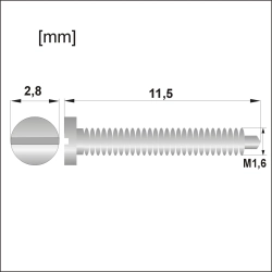 Samogwintujące M1.6 / dł.11,50mm / gł.2,80mm - srebrne