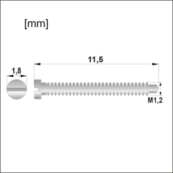 Samogwintujące M1.2 / dł.11,50mm / gł.1,80mm - srebrne