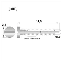 Śrubka samoblokująca z silikonem M1,3 × 11,50 mm, główka 2,8 mm, srebrna