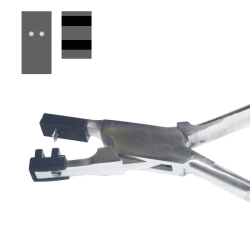 Narzędzie do usuwania tulejek typu Silhouette (N9072-C) z widocznymi końcówkami roboczymi oraz powiększeniem wkładek z bolcem wypychającym