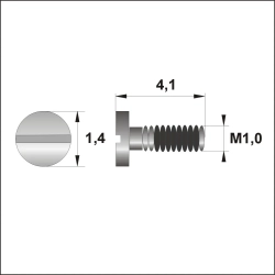 Śrubki, wkręty M1.0 / dł.4,10mm / główka 1,4mm - srebrne z teflonem