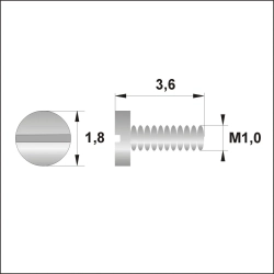 Śrubki, wkręty M1.0 / dł.3,60mm / gł.1,8mm - srebrne