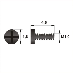 Śrubki, wkręty M1.0 / dł.4,50mm / główka 1,8mm - czarne