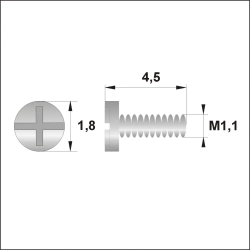 Śrubki, wkręty M1.1 / dł.4,50mm / główka 1,8mm - srebrne