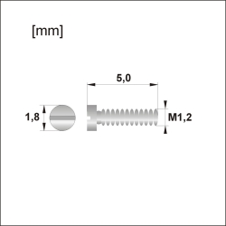 Śrubki, wkręty M1.2 / dł.5,00mm / główka 1,8mm - srebrne