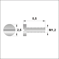 Śrubki, wkręty M1.2 / dł.5,50mm / główka 2,5mm - srebrne