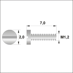 Śrubki, wkręty M1.2 / dł.7,00mm / główka 2,0mm - srebrne