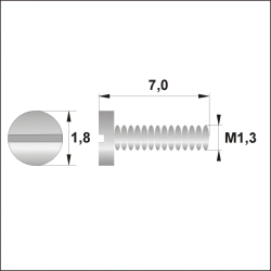 Śrubki, wkręty M1.3 / dł.7,00mm / gł.1,8mm - srebrne