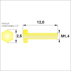 Śrubki, wkrętyM1.4 / dł.12,0mm / gł.2,5mm - złote