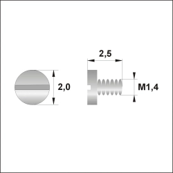 Śrubki, wkręty M1.4 / dł.2,50mm / gł.2,0mm - srebrne