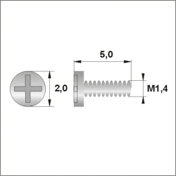 Śrubki, wkręty M1.4 / dł.5,00mm / gł.2,0mm - srebrne, główka na krzyżak