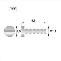 Śrubki, wkręty M1.4 / dł.8,50mm / gł.2,5mm - srebrne